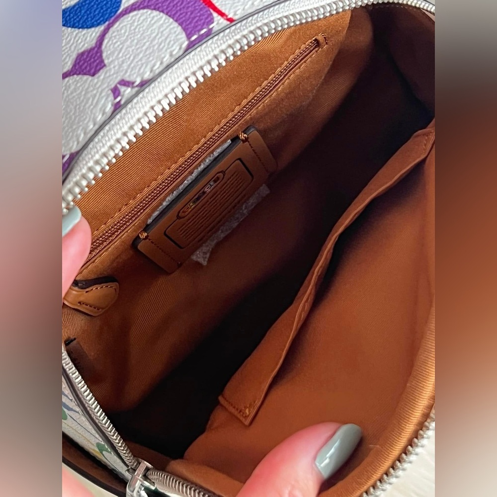 CK377- Coach Mini Court Backpack in Rainbow Signature Canvas - Picture 9 of 15